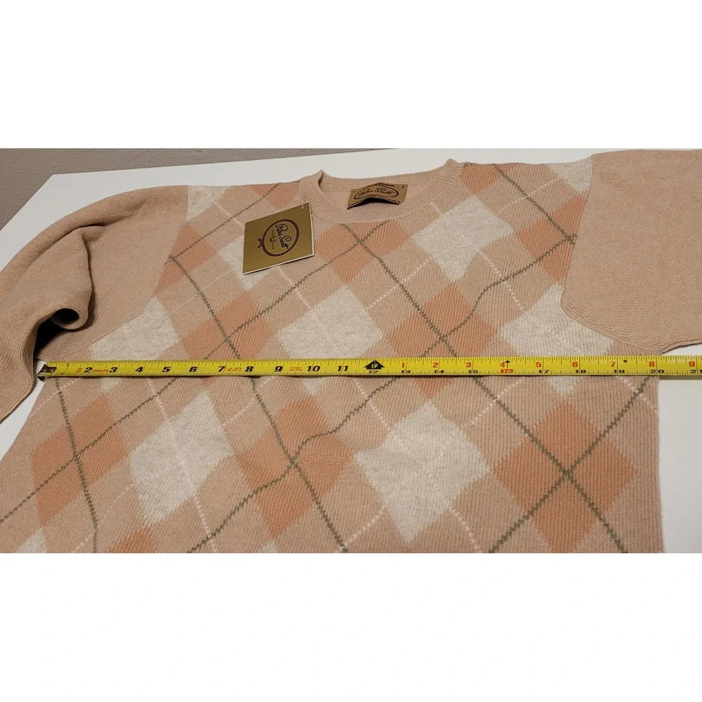 Peter Scott Lambswool Argyle Sweater Men S Oatmeal Royal Troon Golf Scotland NWT